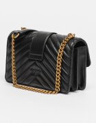 Pinko Чанта през рамо от кожа с капитониран ефект Love - 54645 Черен