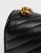 Pinko Чанта през рамо от кожа с капитониран ефект Love - 54645 Черен