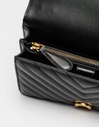 Pinko Чанта през рамо от кожа с капитониран ефект Love - 54645 Черен