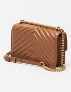 Pinko Чанта през рамо от кожа с капитониран ефект Love - 54645 Кафяв 13x21x6.5