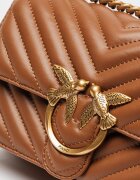 Pinko Чанта през рамо от кожа с капитониран ефект Love - 54645 Кафяв 13x21x6.5