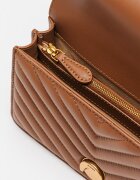 Pinko Чанта през рамо от кожа с капитониран ефект Love - 54645 Кафяв 13x21x6.5