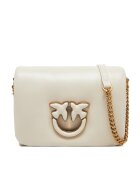 Pinko Дамска чанта Bianco Seta/Antique Gold - модел Love Click Puff Baby - розова
