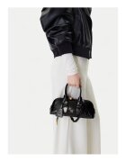 Pinko Дамска чанта Black Z99Q Bowling Bag - естествена кожа - черна