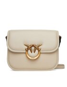 Pinko Дамска чанта Love Box Bag Fl Mini - естествена кожа - бяла