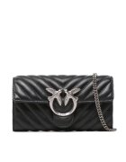 Pinko Дамска чанта Love One Wallet - черна - от естествена кожа