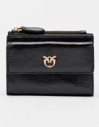 Pinko Кожен портфейл с двойно прегъване и външен джоб с капаче Антрацитно черно