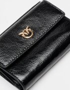 Pinko Кожен портфейл с двойно прегъване и външен джоб с капаче Антрацитно черно