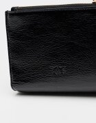 Pinko Кожен портфейл с двойно прегъване и външен джоб с капаче Антрацитно черно