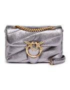 Pinko Кожена чанта Love Puff - Тъмносребрист