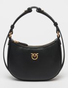 Pinko Кожена чанта за рамо Half Moon Черен
