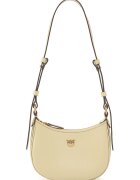 Pinko Кожена чанта за рамо Half Moon - Крем