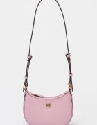Pinko Кожена чанта за рамо Half Moon Пастелнорозов