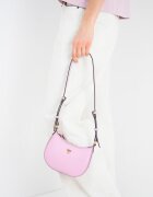 Pinko Кожена чанта за рамо Half Moon Пастелнорозов