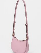 Pinko Кожена чанта за рамо Half Moon Пастелнорозов