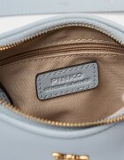 Pinko Кожена чанта за рамо Half Moon Светлосин