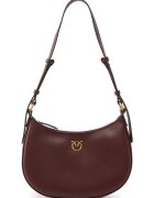 Pinko Кожена чанта за рамо Love Mini - Бордо