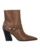 Pinko Кожени боти с метални детайли - Тъмнокафяв