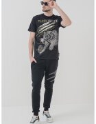 Plein Sport Памучна тениска с лого - Черен/Сребрист