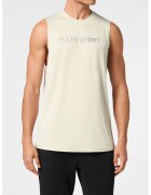 Plein Sport Тениска без ръкави с лого - Крем