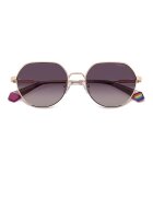 Polaroid Унисекс овални слънчеви очила с поляризация Златист