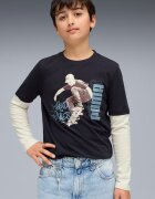 Puma Блуза Mid 90s с дизайн 2в1 Крем/Тъмносин