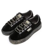 Puma Дамски маратонки - Basket Platform Velvet - Естествена кожа/Текстил - Черни