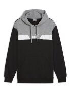 Puma Худи Power с цветен блок и джоб кенгуру - Бял/Черен/Сив меланж