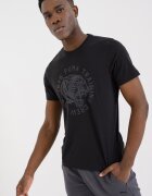 Puma Слим фитнес тениска с графична шарка и лого Сив/Черен