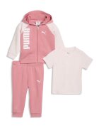 Puma Спортен екип с цип и тениска с лого - 3 части - Розово/Бледо розово