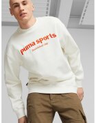 Puma Суитшърт с овално деколте и бродирано лого - Оранжев/Мръснобял