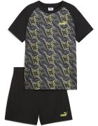 Puma Тениска и къс панталон Черен/Tъмносив