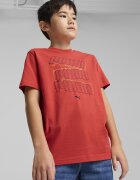 Puma Тениска с овално деколте и лого Керемидено червено
