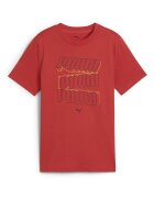 Puma Тениска с овално деколте и лого Керемидено червено