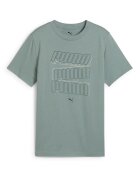 Puma Тениска с овално деколте и лого Папратово зелено
