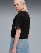 Puma Тениска с овално деколте и животинска шарка Черен/Бял