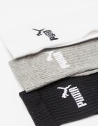 Puma Унисекс дълги чорапи с лого - 3 чифта Бял/Черен/Сив меланж
