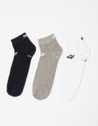 Puma Унисекс къси чорапи с памук с лого - 3 чифта Бял/Черен/Сив меланж