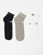 Puma Унисекс къси чорапи с памук с лого - 3 чифта Бял/Черен/Сив меланж