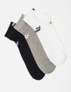 Puma Унисекс къси чорапи с памук с лого - 3 чифта Бял/Черен/Сив меланж