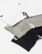 Puma Унисекс къси чорапи с памук с лого - 3 чифта Бял/Черен/Сив меланж