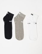 Puma Унисекс къси чорапи с памук с лого - 3 чифта Бял/Черен/Сив меланж