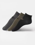 Puma Унисекс къси чорапи с памук с лого - 3 чифта Черен/Меланж тъмно сиво/Тъмно каки