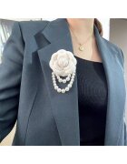 Pursehuit Брошка тип цвете бяла слонова кост с перли Барби C12