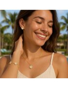 Pursehuit Комплект колие обеци и гривна златист от неръждаема стомана с 18k златно покритие с бяла детелина Illona C4