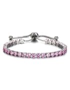 Pursehuit Тенис гривна сребърна с розови камъни Sebina C1