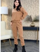 Ramona Badescu Exclusive Плетени суитшърт и спортен панталон Miray - Камел