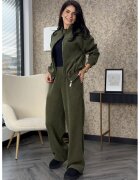 Ramona Badescu Exclusive Рипсен суитшърт и спортен панталон Emira - Каки