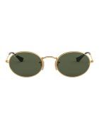 Ray-Ban Унисекс овални слънчеви очила с плътен цвят Златист/Черен