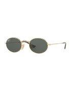 Ray-Ban Унисекс овални слънчеви очила с плътен цвят - Златист/Черен